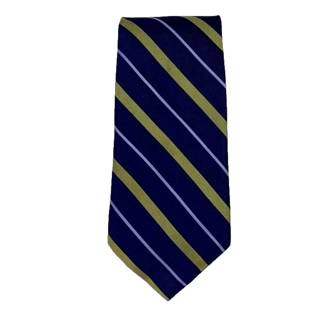 Black Brown 1826 Tie‎ Silk Blue Green Stripe Mens